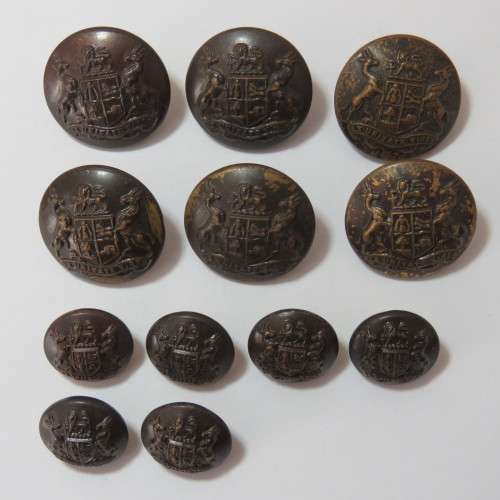South African Defense Force military buttons - Wartime blackened - Lot of 6 large and 6 small
