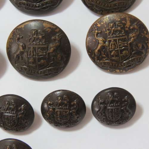 South African Defense Force military buttons - Wartime blackened - Lot of 6 large and 6 small