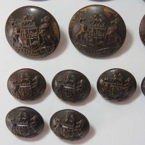 South African Defense Force military buttons - Wartime blackened - Lot of 6 large and 6 small