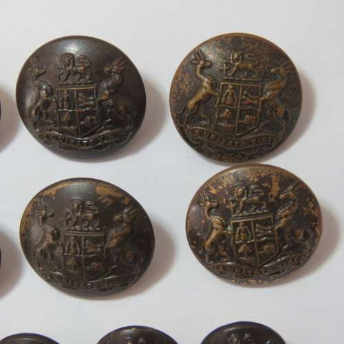 South African Defense Force military buttons - Wartime blackened - Lot of 6 large and 6 small