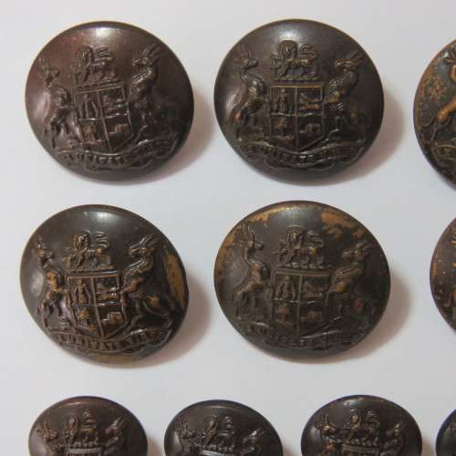 South African Defense Force military buttons - Wartime blackened - Lot of 6 large and 6 small
