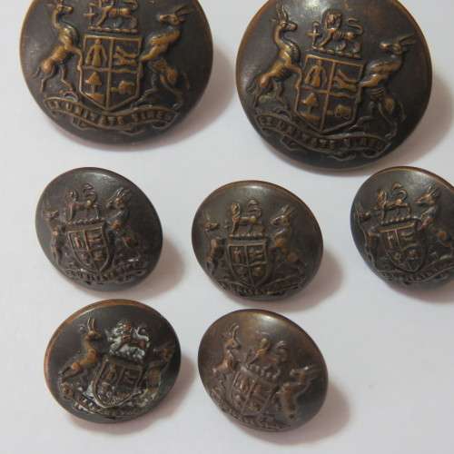 South African Defense Force military buttons - Lot of 6 blackened large and 6 blackened small