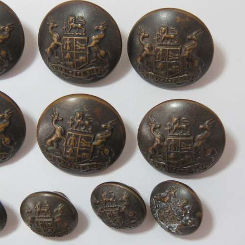South African Defense Force military buttons - Lot of 6 blackened large and 6 blackened small