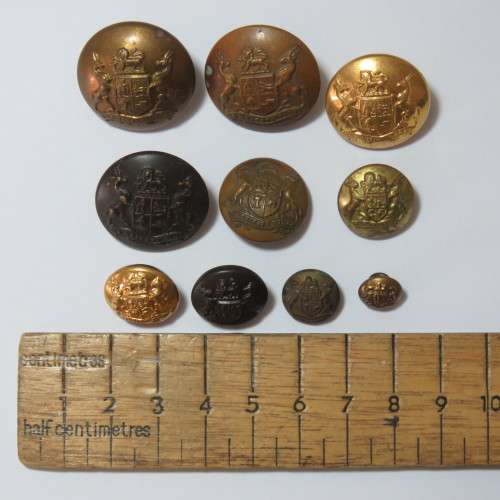 South African Defense Force military uniform buttons - 10 Different types