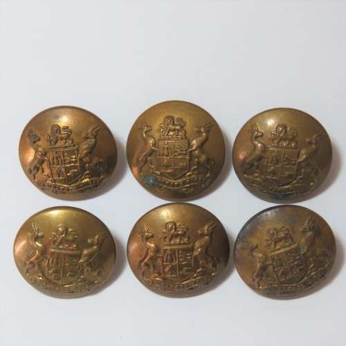 South African Defense Force Military Uniform buttons - Set of 6 Made by BandP Ltd, Birmingham