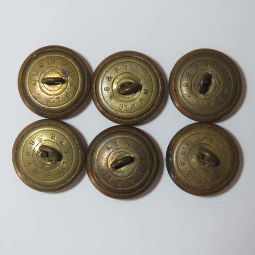 South African Defense Force Military Uniform buttons - Set of 6 Made by BandP Ltd, Birmingham