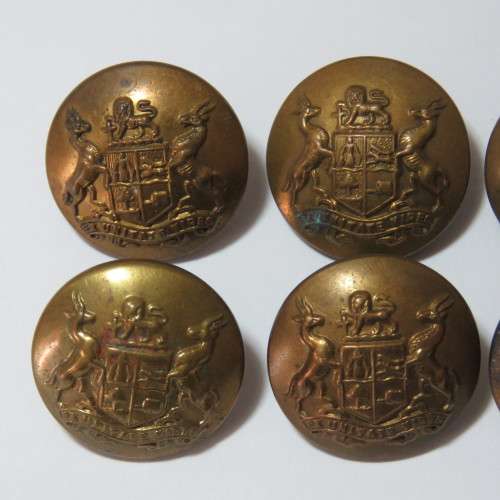South African Defense Force Military Uniform buttons - Set of 6 Made by BandP Ltd, Birmingham