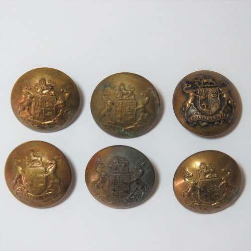 South African Defense Force military uniform buttons - Lot of 6 made by W Dowler & Sons, Birmingham
