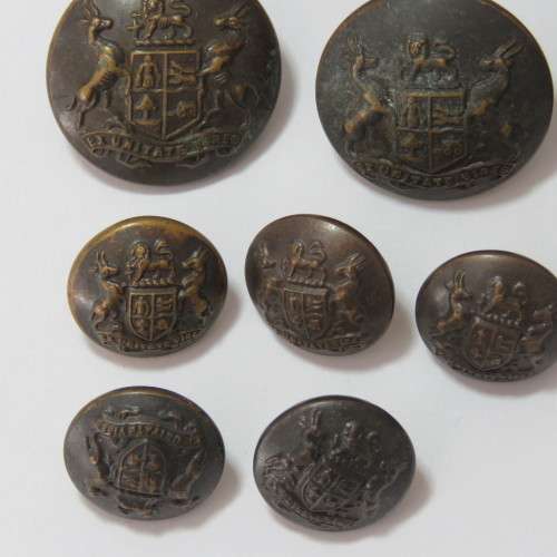 South African Defense Force military buttons blackened lot of 6 small and 6 large