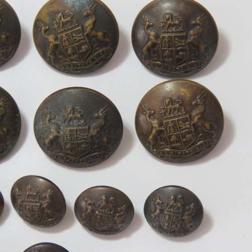 South African Defense Force military buttons blackened lot of 6 small and 6 large