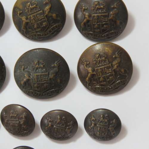 South African Defense Force military buttons blackened lot of 6 small and 6 large