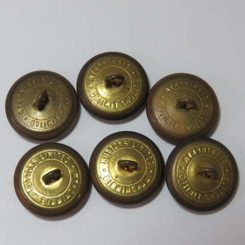 South African Air force buttons WW2 period blackened brass set of 6