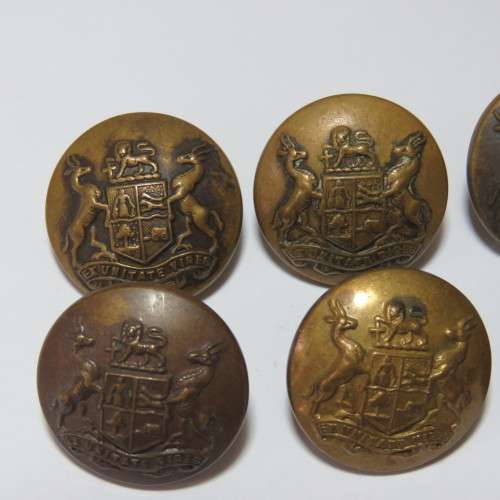 South African Defense Force military uniform buttons - Lot of 6 made by BandP Ltd, Birmingham