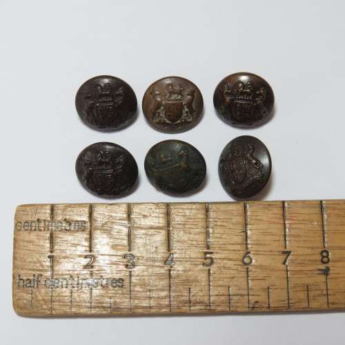South African Defense Force Military buttons - Wartime blackened small buttons