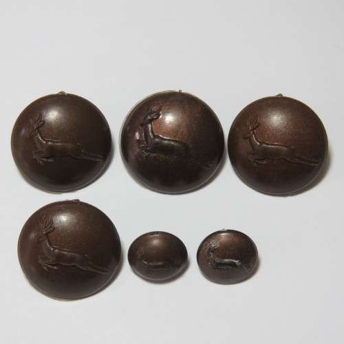 South African Defense Force Springbok buttons - Lot of 6 scarce brown plastic buttons