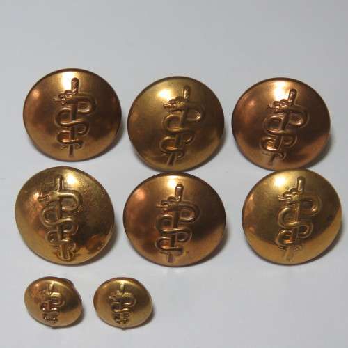 SA Medical Corps buttons lot of 8 - 6 Uniform and 2 epaulette