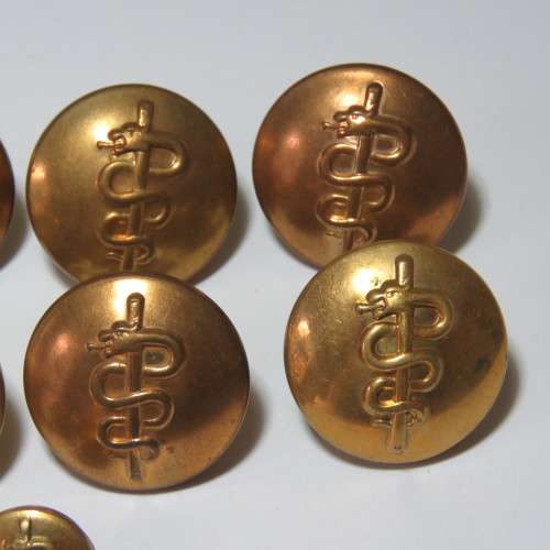 SA Medical Corps buttons lot of 8 - 6 Uniform and 2 epaulette