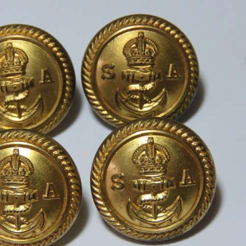 South African Navy - Lot of 4 buttons with King`s crown and small SA made by Gaunt, London