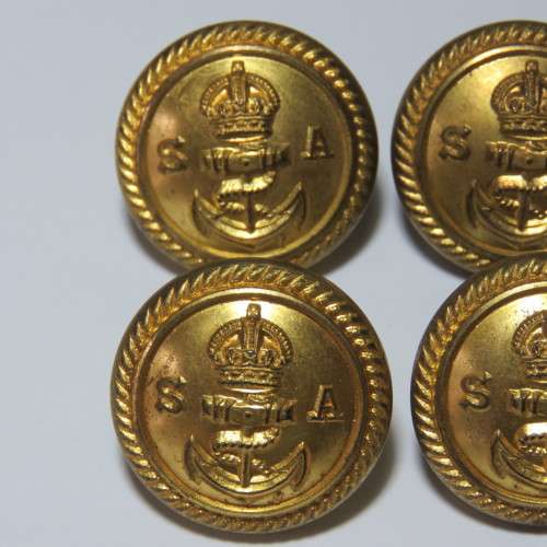 South African Navy - Lot of 4 buttons with King`s crown and small SA made by Gaunt, London
