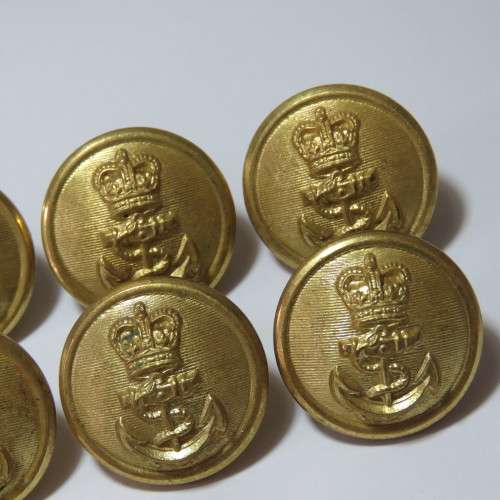 Royal Navy lot of 7 buttons Queens crown all made by Firmin, London