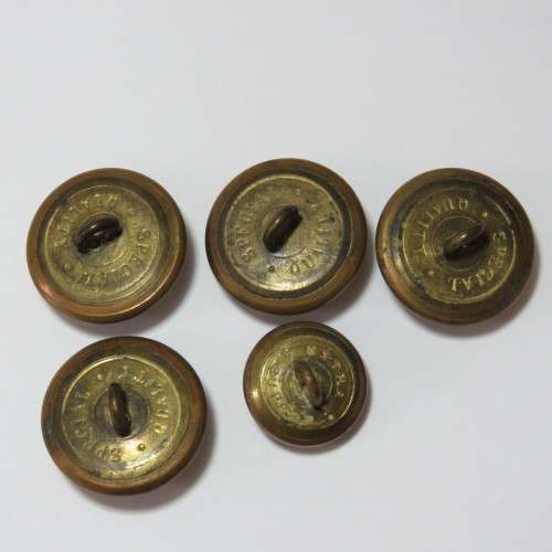 The Cheshire Regiment brass buttons lot of 5 - 4 Tunic - 1 Pocket - Early versions