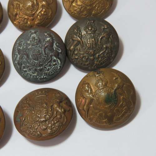 British Military brass buttons - Lot of 9 - All from different makers