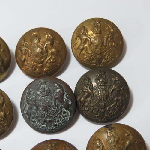 British Military brass buttons - Lot of 9 - All from different makers