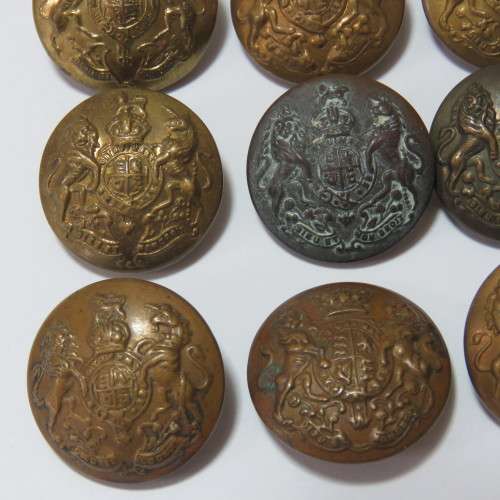 British Military brass buttons - Lot of 9 - All from different makers
