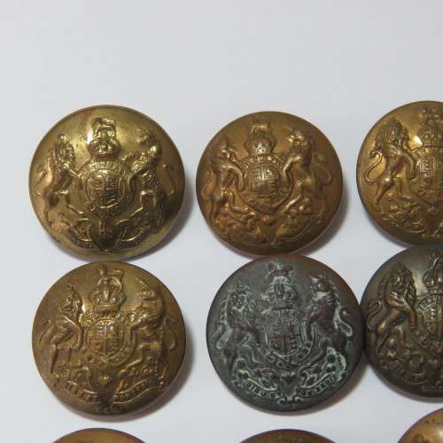 British Military brass buttons - Lot of 9 - All from different makers