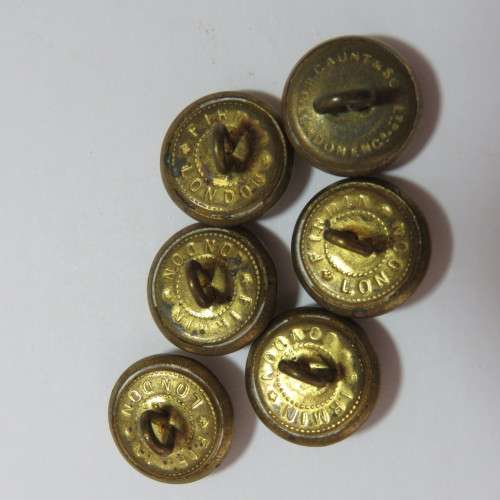 SA medical Corps WW2 and earlier lot of 6 brass buttons - Smaller size