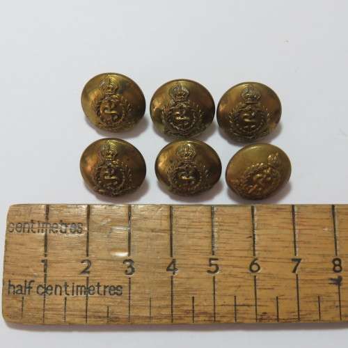 SA medical Corps WW2 and earlier lot of 6 brass buttons - Smaller size