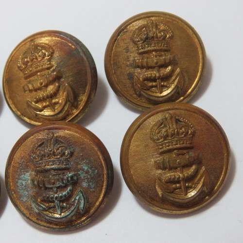 Royal Navy Buttons King`s crown lot of 6 buttons made by JR Gaunt and Sons