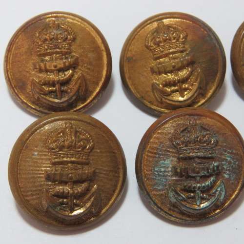 Royal Navy Buttons King`s crown lot of 6 buttons made by JR Gaunt and Sons