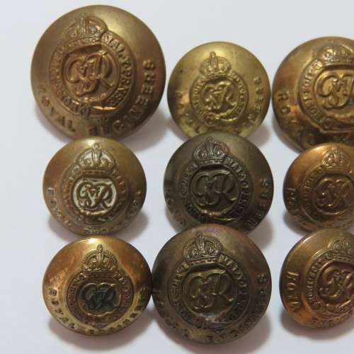 Royal Engineers George 5 buttons - Lot of 10 - 2 Tunic - 2 Pocket - 5 Epaulette