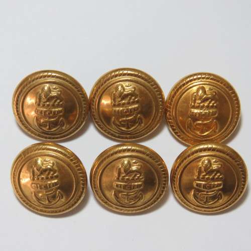 South African Navy buttons 1972-2002 - Lot of 6 Twin holes at back