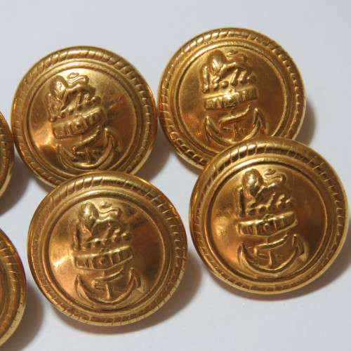 South African Navy buttons 1972-2002 - Lot of 6 Twin holes at back