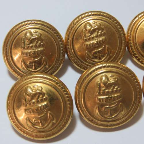 South African Navy buttons 1972-2002 - Lot of 6 Twin holes at back