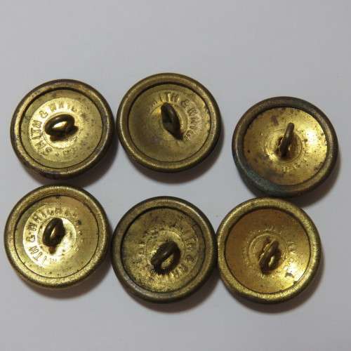 Royal Navy buttons - King`s crown lot of 6 buttons made by Smith and Wright, Birmingham