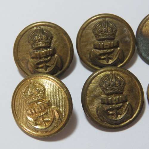 Royal Navy buttons - King`s crown lot of 6 buttons made by Smith and Wright, Birmingham