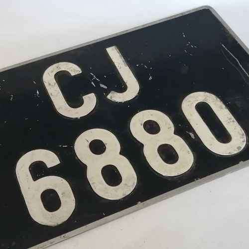 Vintage Aluminum number plate - CJ 6880 - Paarl