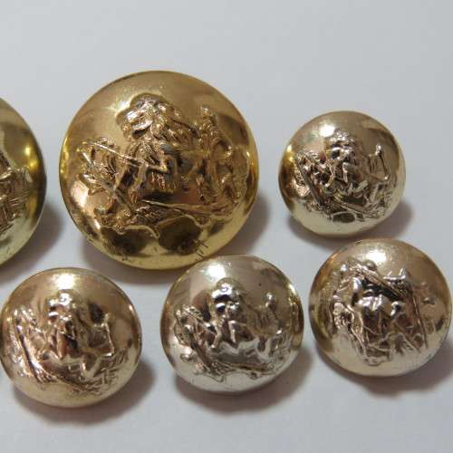 BSAP Lot of 7 uniform buttons - No back markings - 2 Large and 5 small