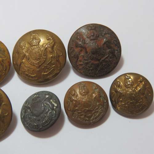British Military Brass buttons - 4 Large and 4 medium - As a lot