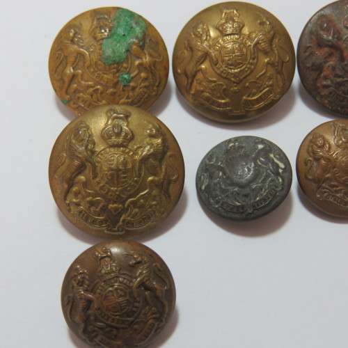 British Military Brass buttons - 4 Large and 4 medium - As a lot