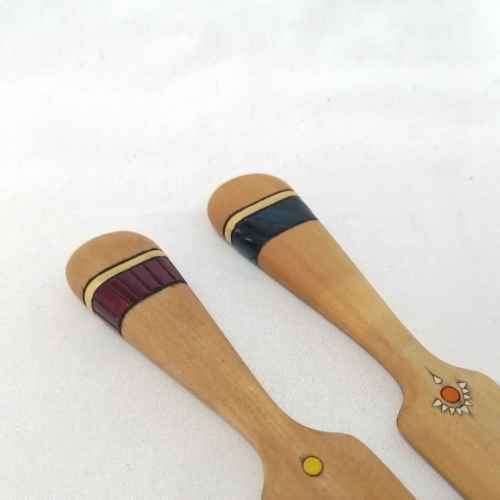 Pair of vintage yellow wood letter openers