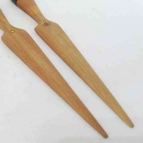 Pair of vintage yellow wood letter openers