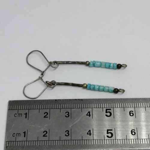 Pair of Silver earrings with blue beads - weighs 1.4grams