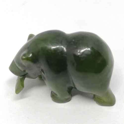 Vintage Jade grizzly bear with fish figurine