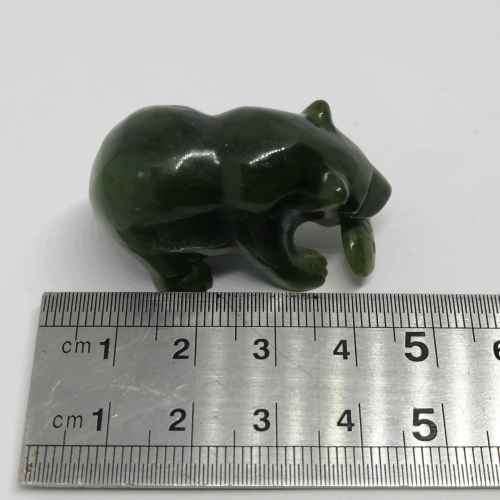 Vintage Jade grizzly bear with fish figurine