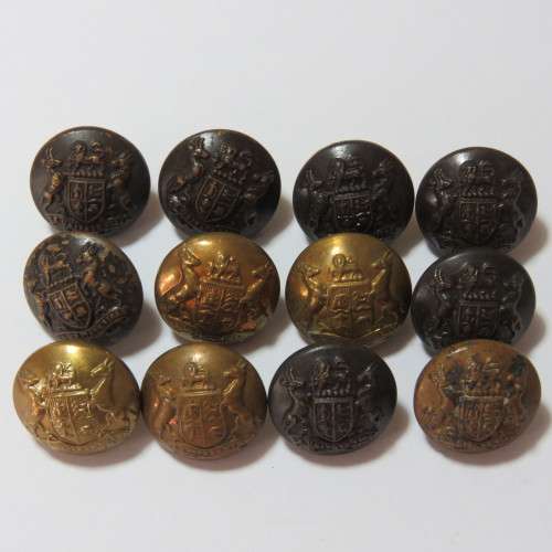 South African Defense Force military buttons - Lot of 6 small wartime and 6 small peacetime buttons