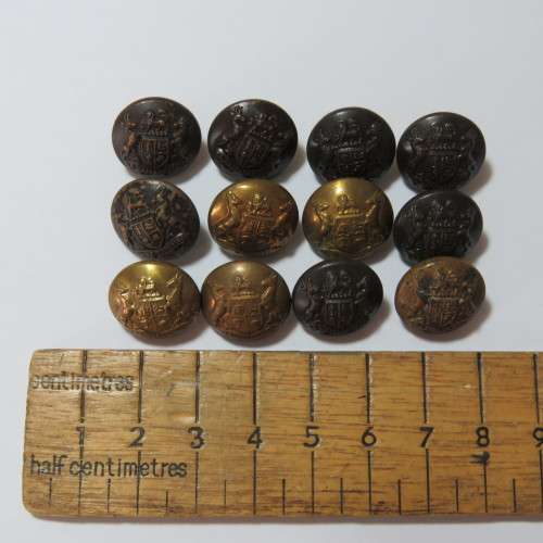South African Defense Force military buttons - Lot of 6 small wartime and 6 small peacetime buttons